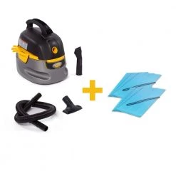 Stinger 2.5 Gallon 1.75 Peak HP Compact Wet/Dry Shop Vacuum with Hose, Accessories and Six Filter Bags