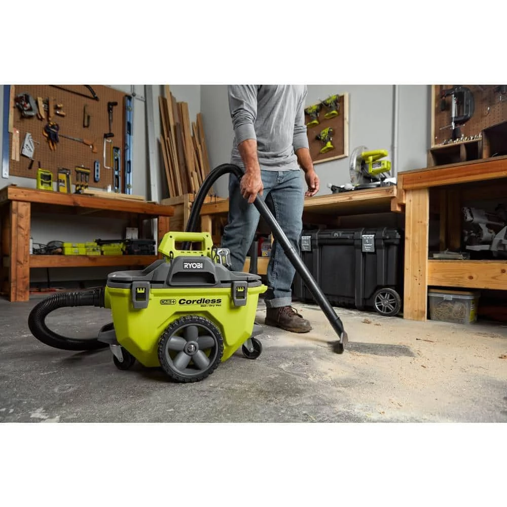 RYOBI ONE+ 18V 6 Gal. Cordless Wet/Dry Vacuum (Tool Only) with Hose, Crevice Tool, Floor Nozzle and Extension Wand - Image 9