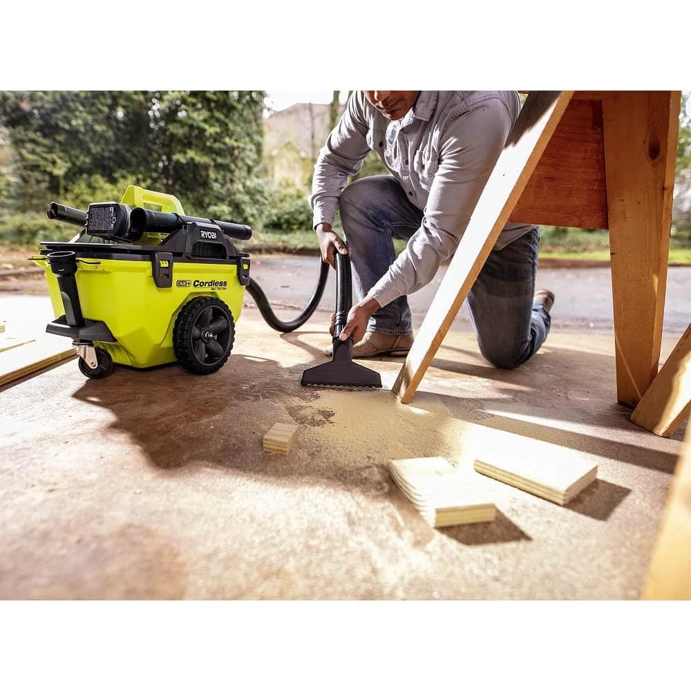 RYOBI ONE+ 18V 6 Gal. Cordless Wet/Dry Vacuum (Tool Only) with Hose, Crevice Tool, Floor Nozzle and Extension Wand - Image 7