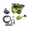 RYOBI ONE+ 18V Cordless 6 Gal. Wet/Dry Vacuum Kit with 4.0 Ah Battery, Charger and Vacuum Accessories