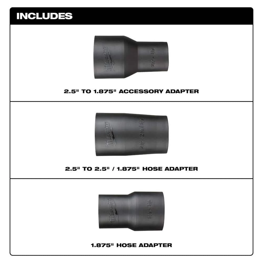 Milwaukee Hose and Accessory Adapter Kit for Wet/Dry Shop Vacuums (3-Piece) - Image 2