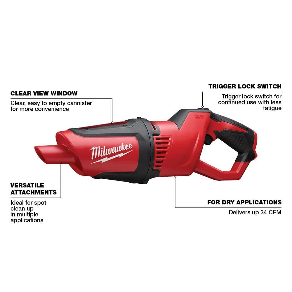 Milwaukee M12 12-Volt Lithium-Ion Cordless Compact Vacuum (Tool-Only) - Image 3
