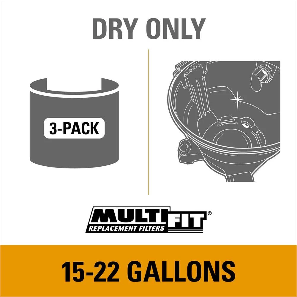 MULTI FIT 15 Gallon to 22 Gallon Dust Collection Bags for Shop-Vac Branded Wet/Dry Shop Vacuums (3-Pack) - Image 10
