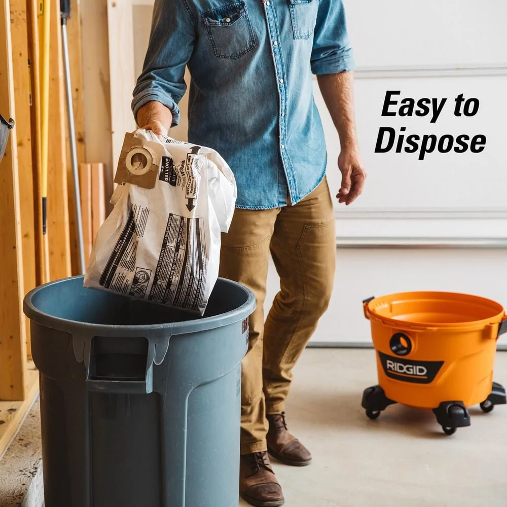 RIDGID 9 Gallon 4.25 Peak HP NXT Wet/Dry Shop Vacuum with Standard Filter, Wet Filter, Dust Bags, Locking Hose and Accessories - Image 10