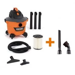 RIDGID 9 Gallon 4.25 Peak HP NXT Wet/Dry Shop Vacuum with Filter, Locking Hose, Three Extension Wands and Four Accessories
