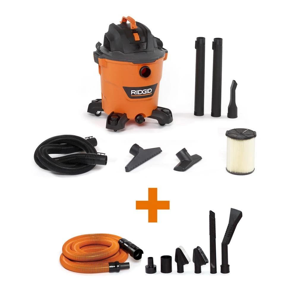 RIDGID 12 Gallon 5.0 Peak HP NXT Wet/Dry Shop Vacuum with Filter, Locking Hose, Accessories and Premium Car Cleaning Kit