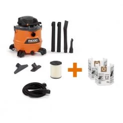 RIDGID 16 Gallon 6.5 Peak HP NXT Wet/Dry Shop Vacuum with Detachable Blower, Filter, Dust Bags, Locking Hose and Accessories