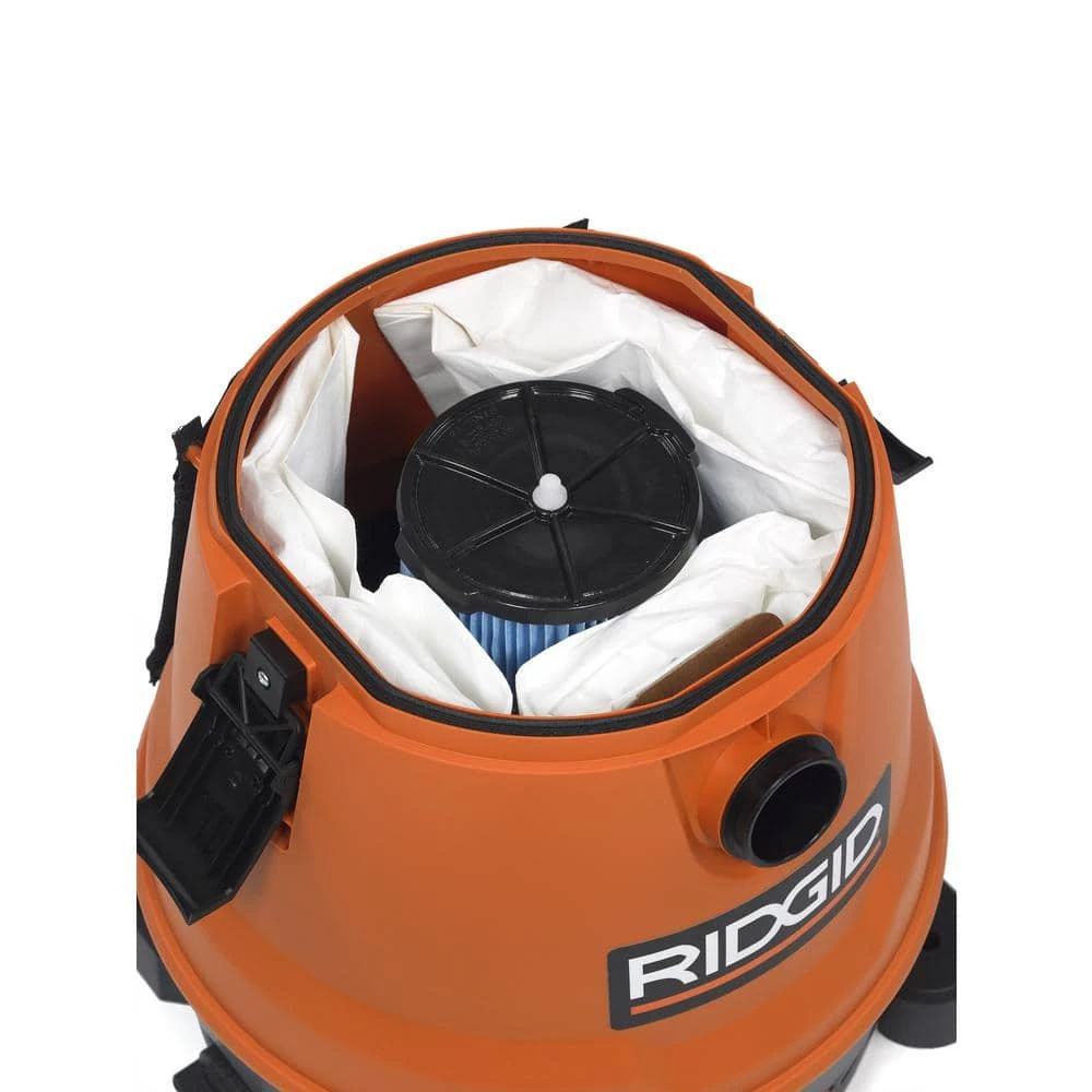 RIDGID 12 Gallon 6.5 Peak HP Motor-On-Bottom Wet/Dry Shop Vacuum with Fine Dust Filter, Locking Hose and Accessories - Image 5