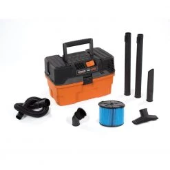 RIDGID 4.5 Gallon 5.0 Peak HP ProPack Wet/Dry Shop Vacuum with Fine Dust Filter, Expandable Locking Hose and Accessories