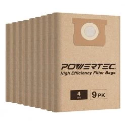 POWERTEC 4 Gal. Filter Bags for Porter Cable, Stanley 25-1238 Wet Dry Vacuum (9-Pack)