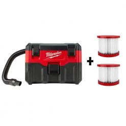 Milwaukee M18 18-Volt 2 Gal. Lithium-Ion Cordless Wet/Dry Vacuum W/ Bonus Wet/Dry Vacuum Hepa Filter (2-Pack)