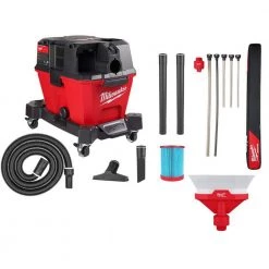 Milwaukee M18 FUEL 6 Gal. Cordless Wet/Dry Shop Vac W/Filter, Hose and AIR-TIP 1-1/4 in. - 2-1/2 in. Hose and Dust Collector