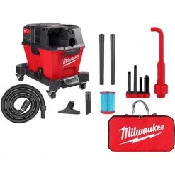 Milwaukee M18 FUEL 6 Gal. Cordless Wet/Dry Shop Vacuum W/Filter, Hose and AIR-TIP 1-1/4 in. - 2-1/2 in. Right Angle Tool and Bag