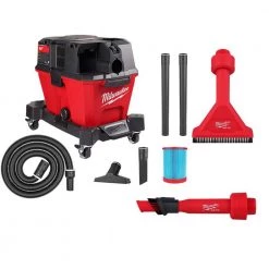 Milwaukee M18 FUEL 6 Gal. Cordless Wet/Dry Shop Vacuum W/Filter, Hose and AIR-TIP 1-1/4 in. - 2-1/2 in. Utility Brush and Nozzle