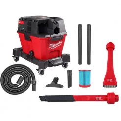 Milwaukee M18 FUEL 6 Gal. Cordless Wet/Dry Shop Vacuum W/Filter, Hose and AIR-TIP 1-1/4 in. - 2-1/2 in. Flex Crevice and Brush Kit