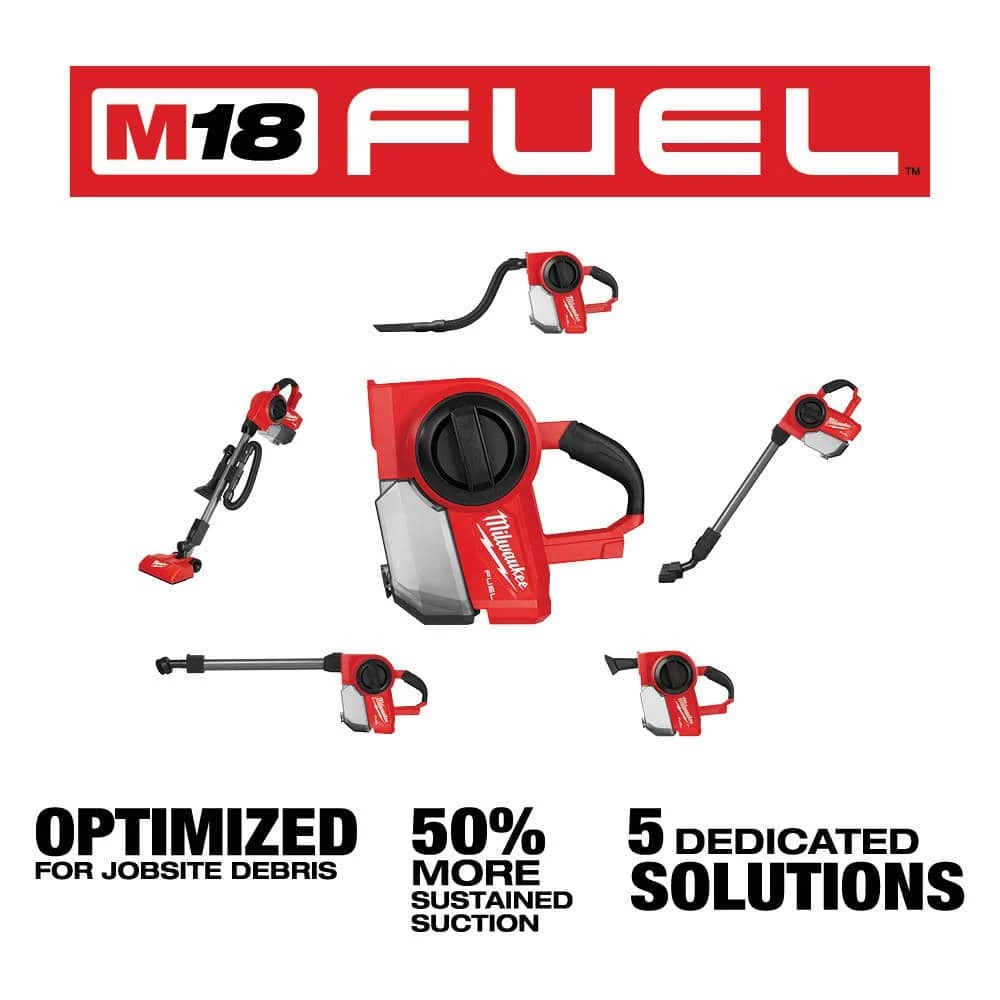 Milwaukee M18 FUEL 18-Volt Lithium-Ion Brushless 0.25 Gal. Cordless Jobsite Vacuum with Extra Filter - Image 4