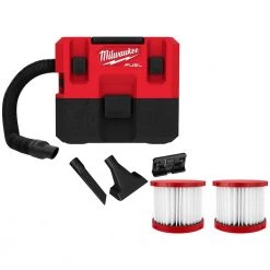 Milwaukee M12 FUEL 12-Volt Lithium-Ion Cordless 1.6 Gal. Wet/Dry Vacuum with 2 Extra Filters