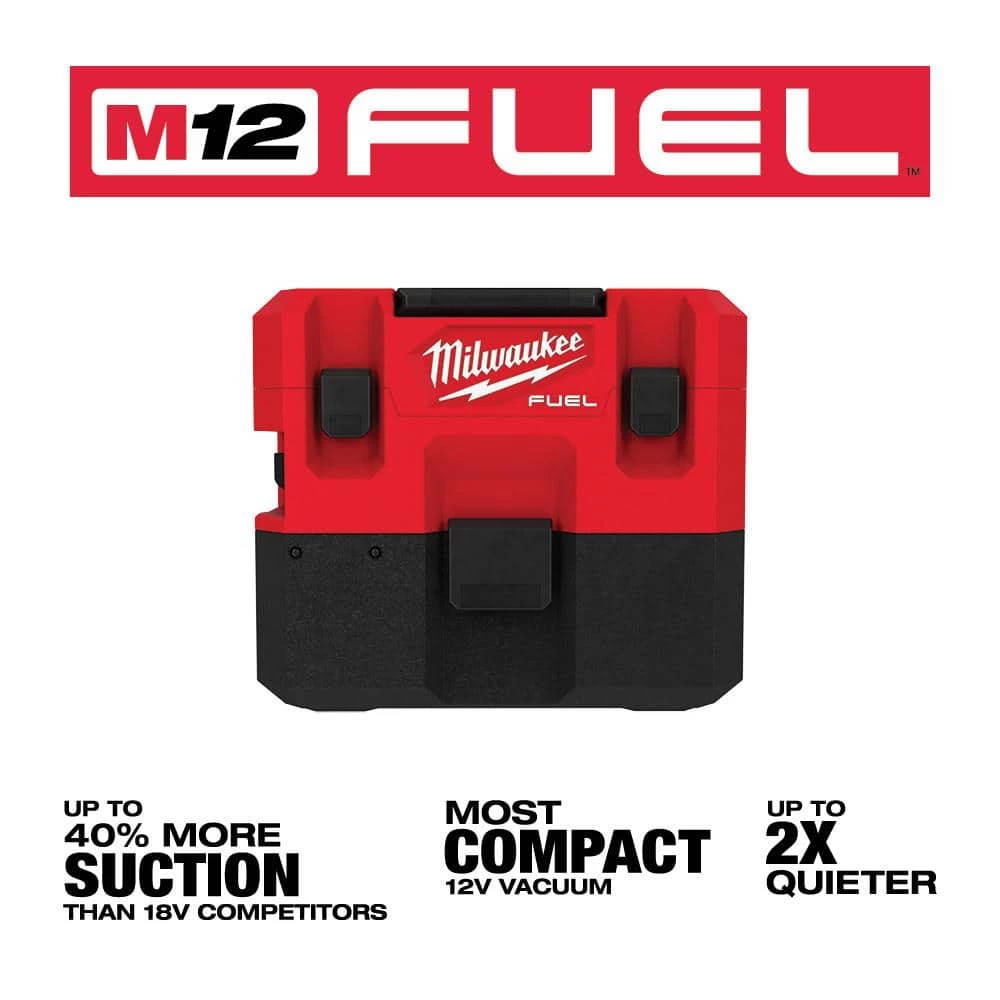 Milwaukee M12 FUEL 12-Volt 1.6 Gal. Lithium-Ion Cordless Wet/Dry Shop Vacuum Kit with 6.0 Ah Battery, Charger, & M12 Spot Blower - Image 4