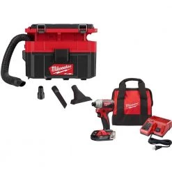 Milwaukee M18 FUEL PACKOUT 18-Volt Lithium-Ion Cordless 2.5 Gal. Wet/Dry Vacuum with M18 1/4 in. Compact Impact Driver Kit