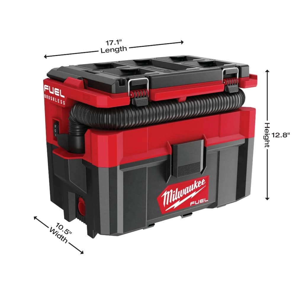 Milwaukee M18 FUEL PACKOUT 18-Volt Lithium-Ion Cordless 2.5 Gal. Wet/Dry Vacuum with (2) M18 HIGH OUTPUT 6.0 Ah Batteries - Image 5