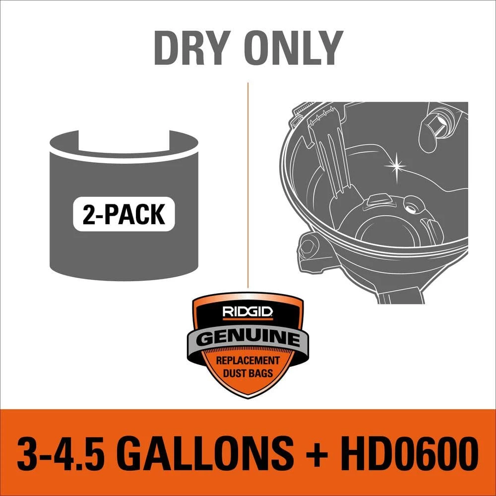 High-Efficiency Size C Dust Collection Bags for 3 to 4.5 Gallon and HD06001 RIDGID Wet/Dry Shop Vacuums (2-Pack) - Image 14