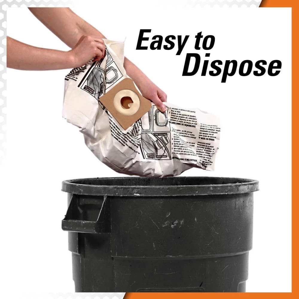 High-Efficiency Size C Dust Collection Bags for 3 to 4.5 Gallon and HD06001 RIDGID Wet/Dry Shop Vacuums (2-Pack) - Image 7