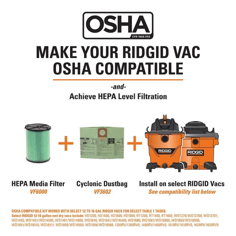 Premium Size A Cyclonic Dry Pick-Up Dust Bags for Select 12 to 16 Gallon RIDGID Wet/Dry Shop Vacuums (2-Pack) - Image 6