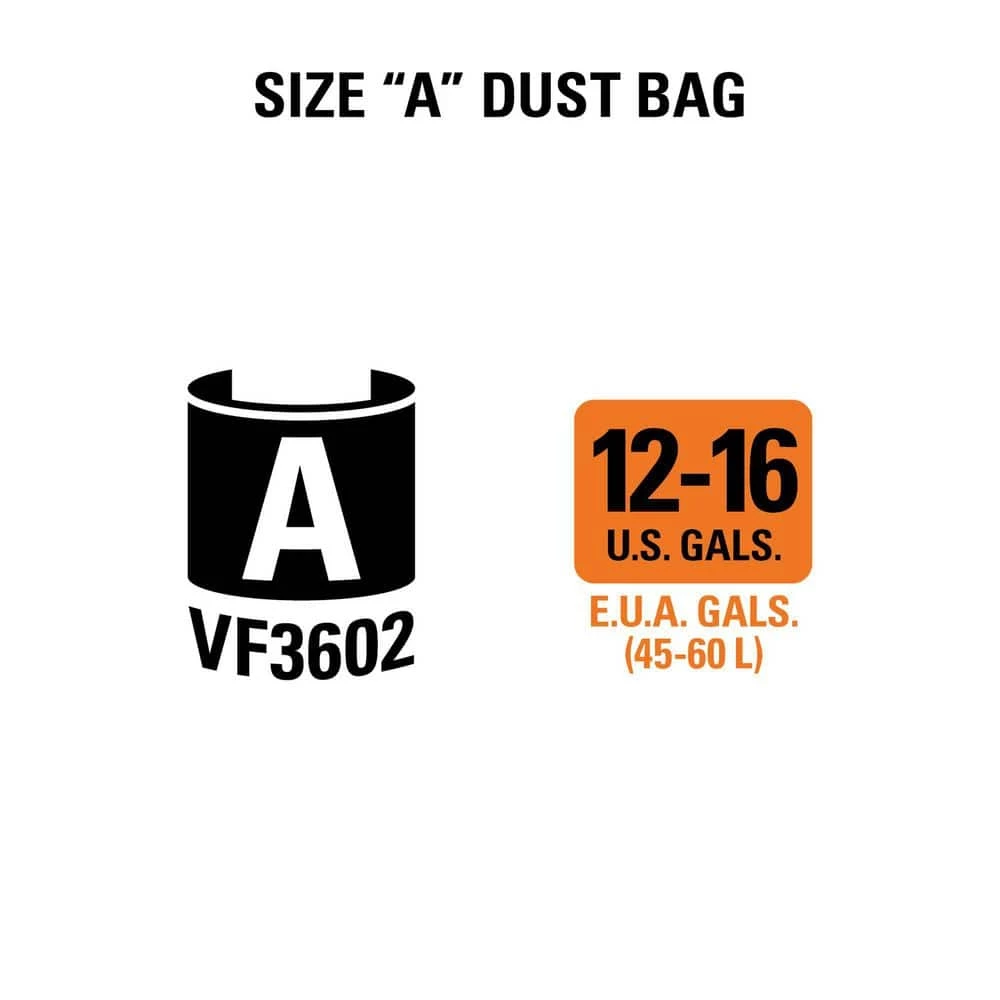 Premium Size A Cyclonic Dry Pick-Up Dust Bags for Select 12 to 16 Gallon RIDGID Wet/Dry Shop Vacuums (2-Pack) - Image 2