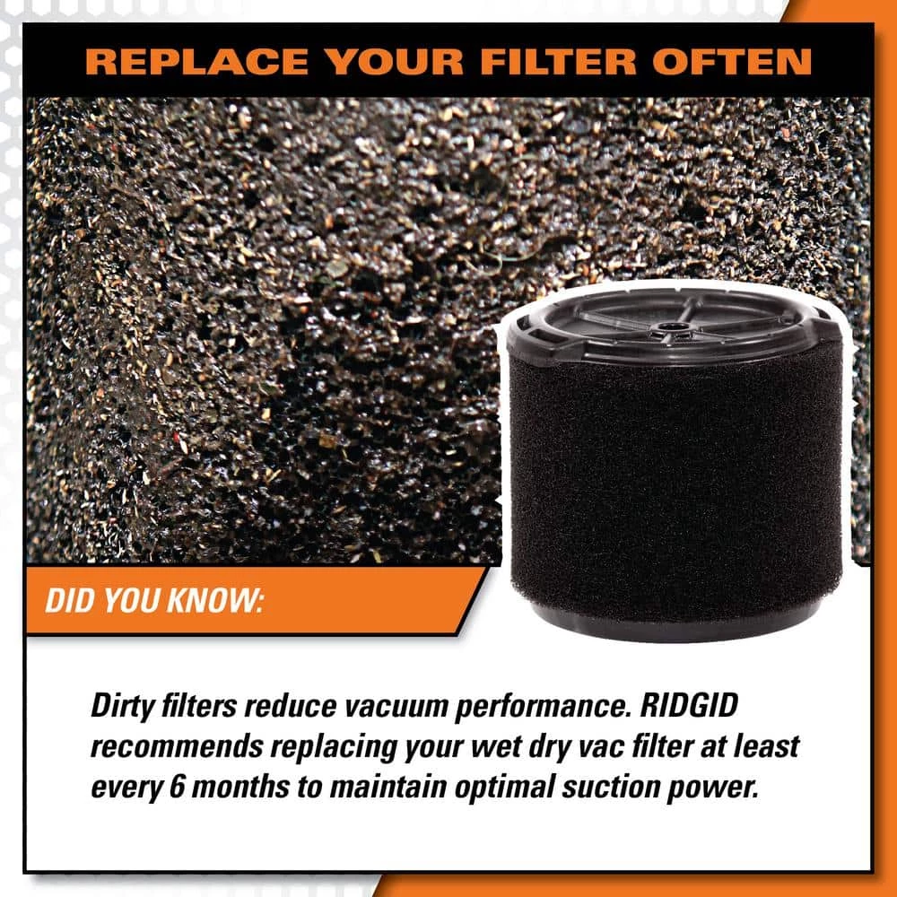 Wet Application Foam Filter for 3 to 4.5 Gallon RIDGID Wet/Dry Shop Vacuums - Image 10