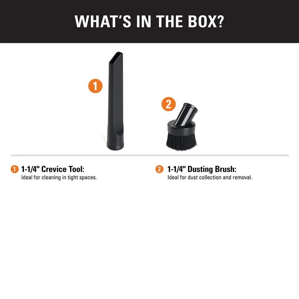 1-1/4 in. Dusting Brush and Crevice Tool Accessory Kit for RIDGID Wet/Dry Shop Vacuums - Image 2