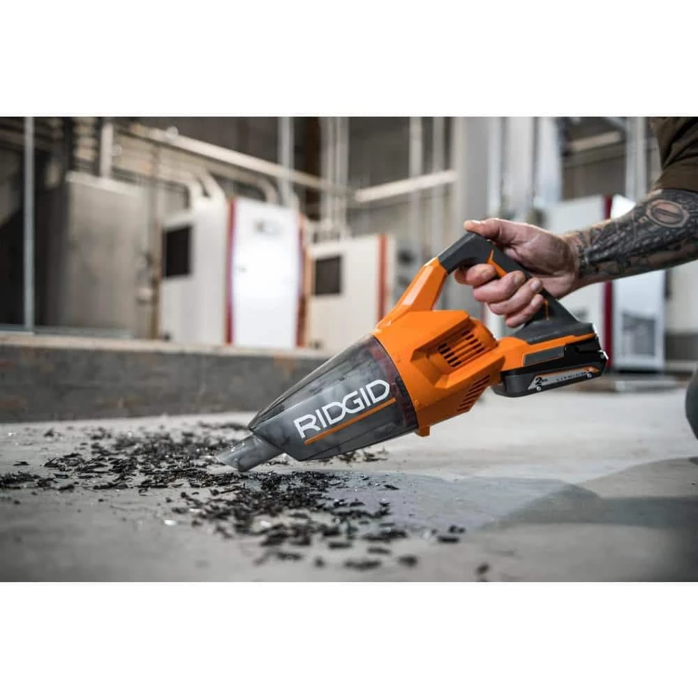 RIDGID 18V Cordless Hand Vacuum with Crevice Nozzle, Utility Nozzle, Extension Tube, and 2.0 Ah Lithium-Ion Battery - Image 9