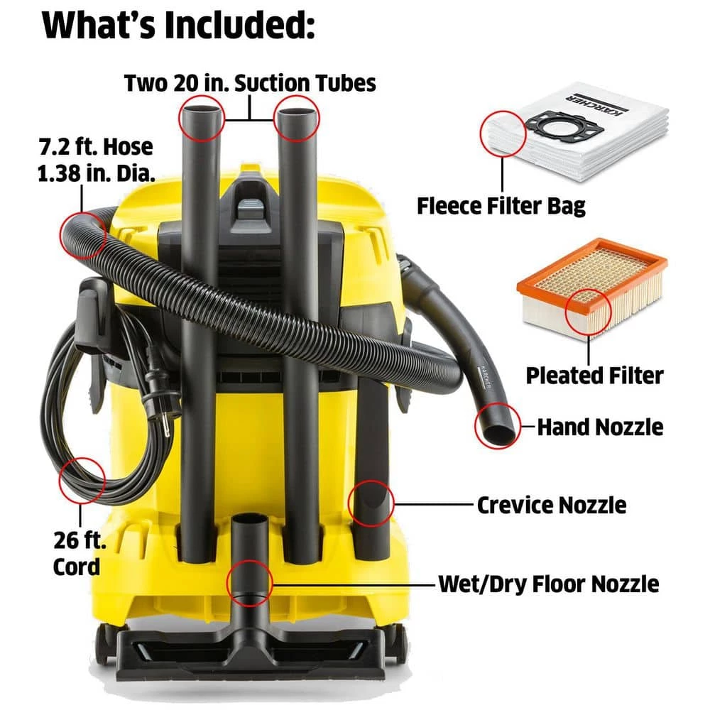 Karcher WD 4 Multi-Purpose 5.3 Gal. Wet/Dry Shop Vacuum Cleaner with Attachments - 2022 Edition - Image 5