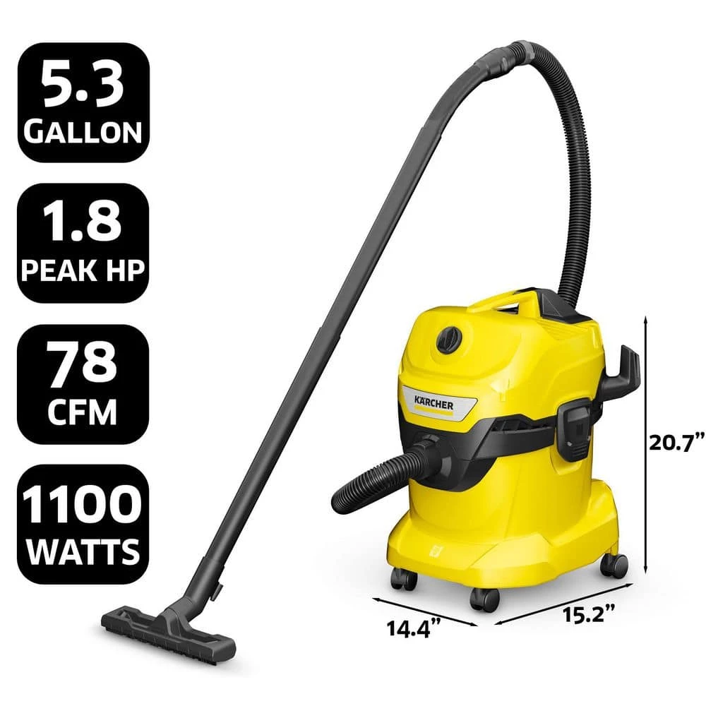 Karcher WD 4 Multi-Purpose 5.3 Gal. Wet/Dry Shop Vacuum Cleaner with Attachments - 2022 Edition - Image 3